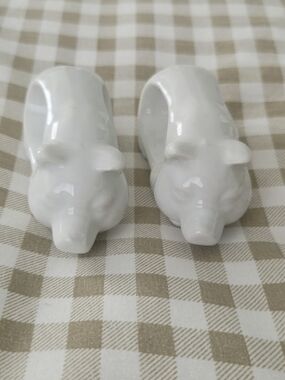 Vintage Shafford Porcelain Pig Napkin Rings, Set Of 2